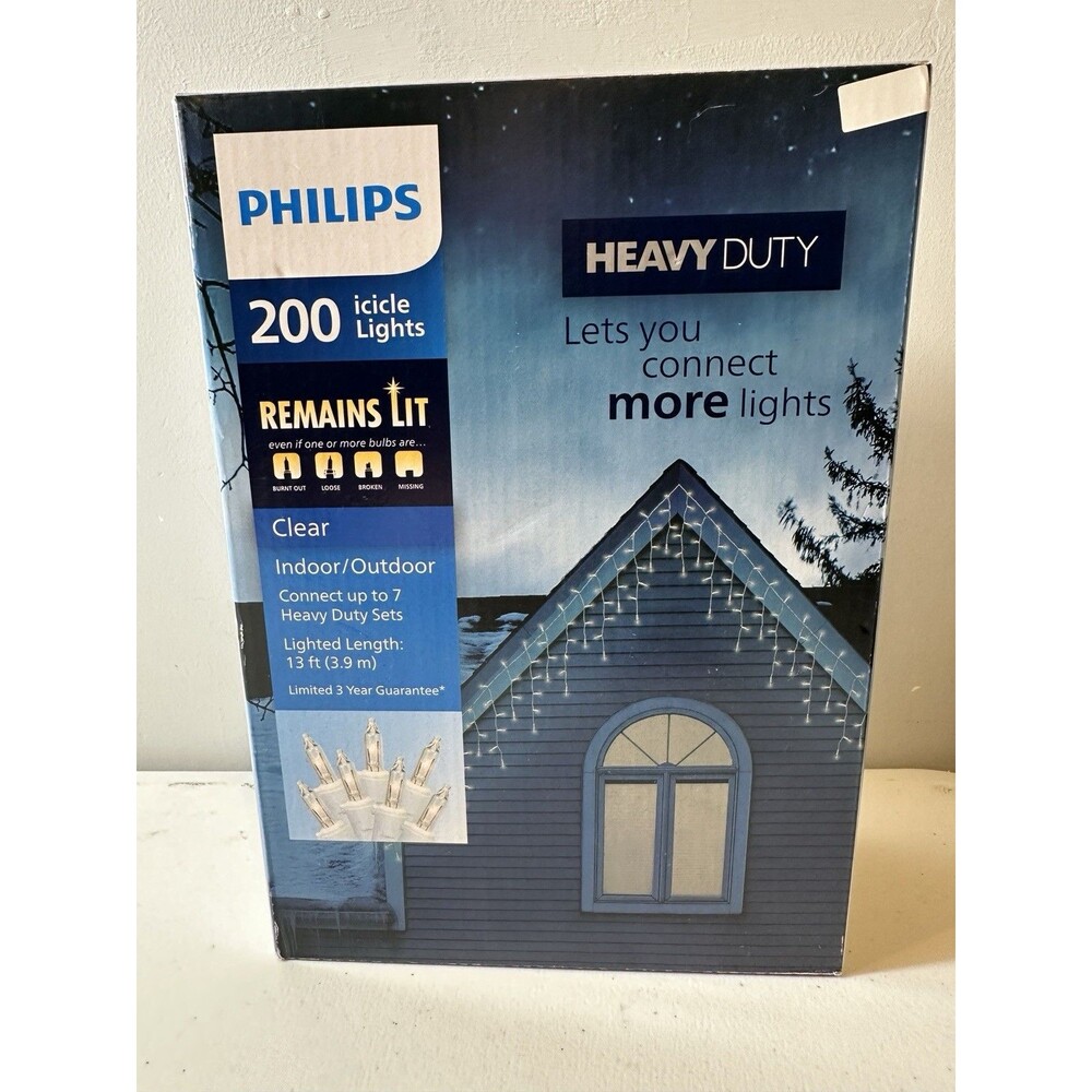 PHILIPS 200 ct Clear/White 12.6 ft String Twinkling Icicle Lights In/Outdoor